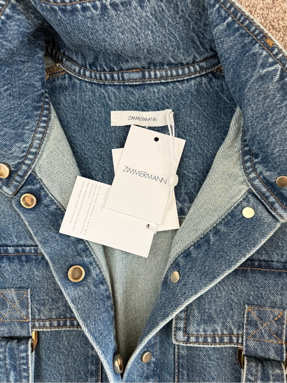 Zimmermann Size 1 Blue Denim Bootcut Jumpsuit - Picture 6 of 6